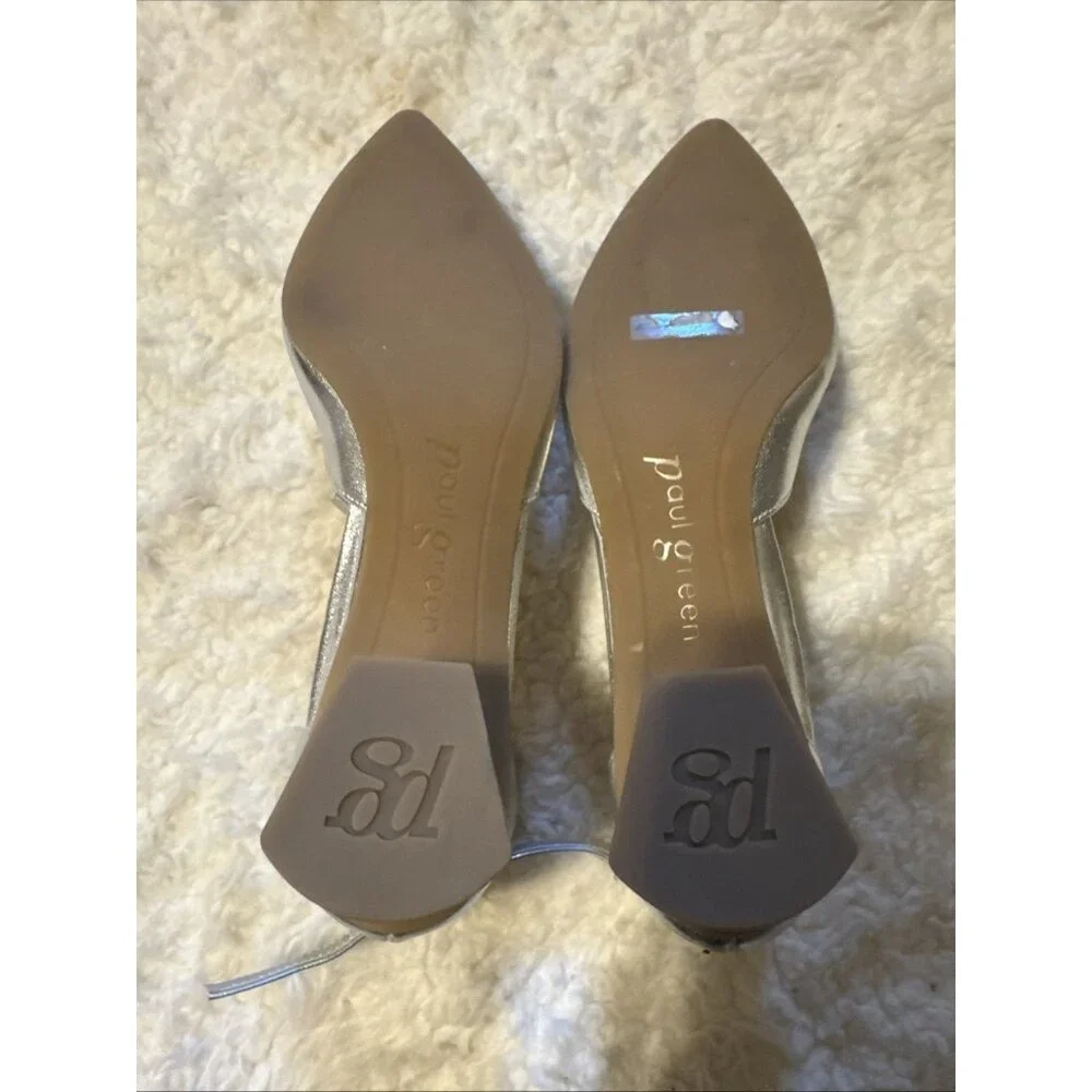 Paul Green Nicki Mary Jane  Heels Shoes Womens Size 6 US 4 UK Silver Leather